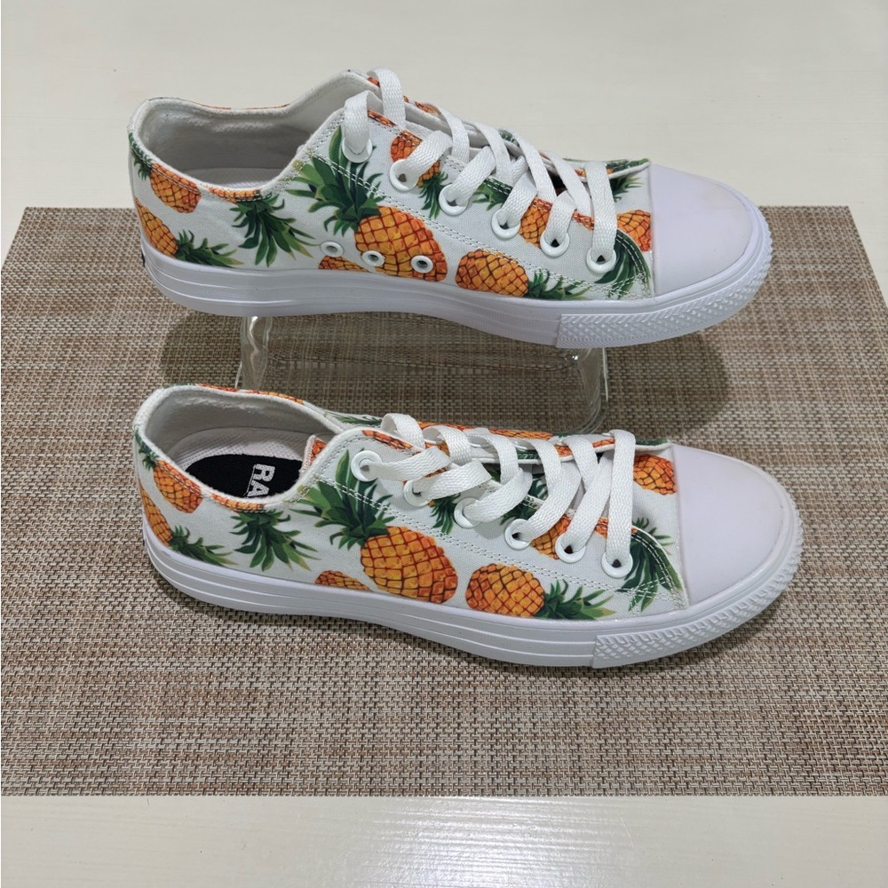Rare RAAD White Canvas Sneakers with Pineapple Print. Like new condition. Nice!